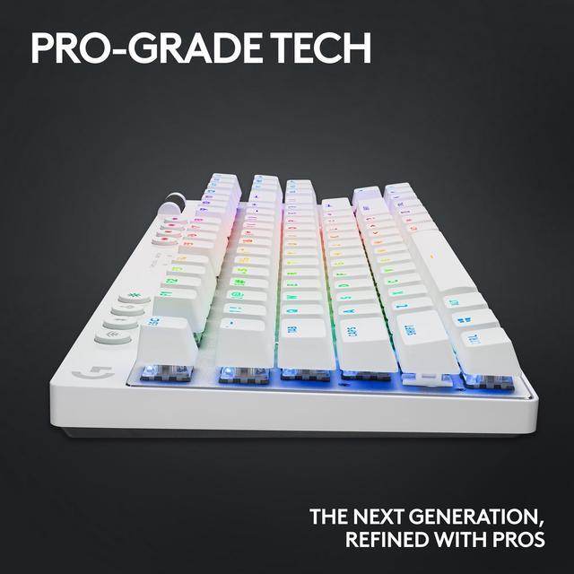 Alt view image 8 of 8 - Logitech G PRO X TKL Lightspeed Wireless Gaming Keyboard, Ultra-Portable Tenkeyless Design, LIGHTSYNC RGB, PBT keycaps, Tactile Switches (GX Brown) - White