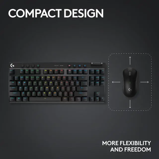 Alt view image 7 of 8 - Logitech G PRO X TKL Lightspeed Wireless Gaming Keyboard, Ultra-Portable Tenkeyless Design, LIGHTSYNC RGB, PBT keycaps, Linear Switches (GX Red) - Black