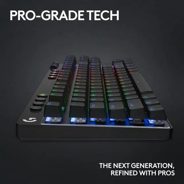 Alt view image 8 of 8 - Logitech G PRO X TKL Lightspeed Wireless Gaming Keyboard, Ultra-Portable Tenkeyless Design, LIGHTSYNC RGB, PBT keycaps, Linear Switches (GX Red) - Black