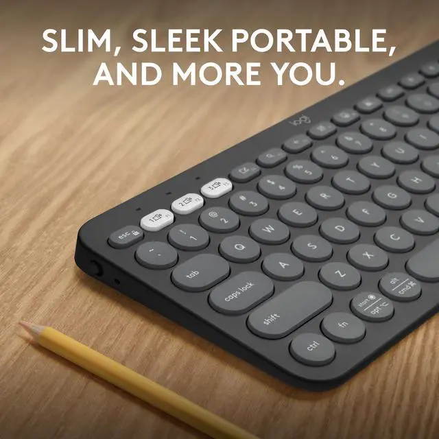 Alt view image 8 of 9 - Logitech Pebble Keys 2 K380s, Multi-Device Bluetooth Wireless Keyboard with Customizable Shortcuts, Slim and Portable, Easy-Switch for Windows, macOS, iPadOS, Android, Chrome OS - Tonal Graphite