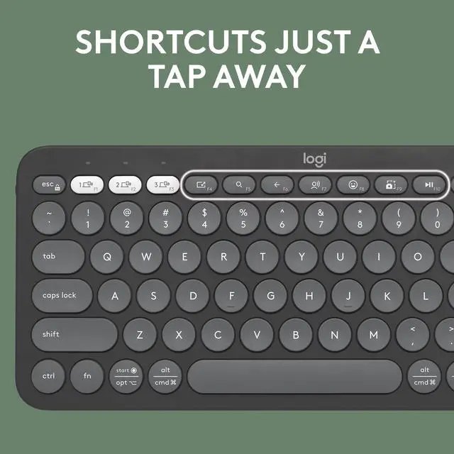 Alt view image 3 of 9 - Logitech Pebble Keys 2 K380s, Multi-Device Bluetooth Wireless Keyboard with Customizable Shortcuts, Slim and Portable, Easy-Switch for Windows, macOS, iPadOS, Android, Chrome OS - Tonal Graphite
