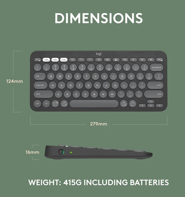 Alt view image 9 of 11 - Logitech Pebble Keys 2 K380s, Multi-Device Bluetooth Wireless Keyboard with Customizable Shortcuts, Slim and Portable, Easy-Switch for Windows, macOS, iPadOS, Android, Chrome OS - Tonal Graphite