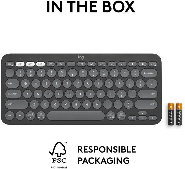 Alt view image 11 of 11 - Logitech Pebble Keys 2 K380s, Multi-Device Bluetooth Wireless Keyboard with Customizable Shortcuts, Slim and Portable, Easy-Switch for Windows, macOS, iPadOS, Android, Chrome OS - Tonal Graphite