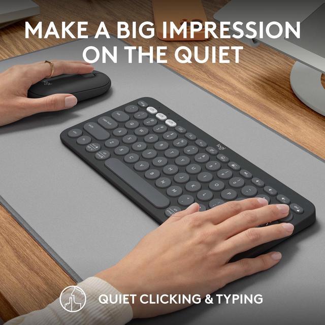 Alt view image 9 of 11 - Logitech Pebble 2 Combo Wireless Quiet Keyboard and Mouse, Customisable, Logi Bolt, Bluetooth, Easy-Switch for Windows, macOS, iPadOS, Chrome - Tonal Graphite