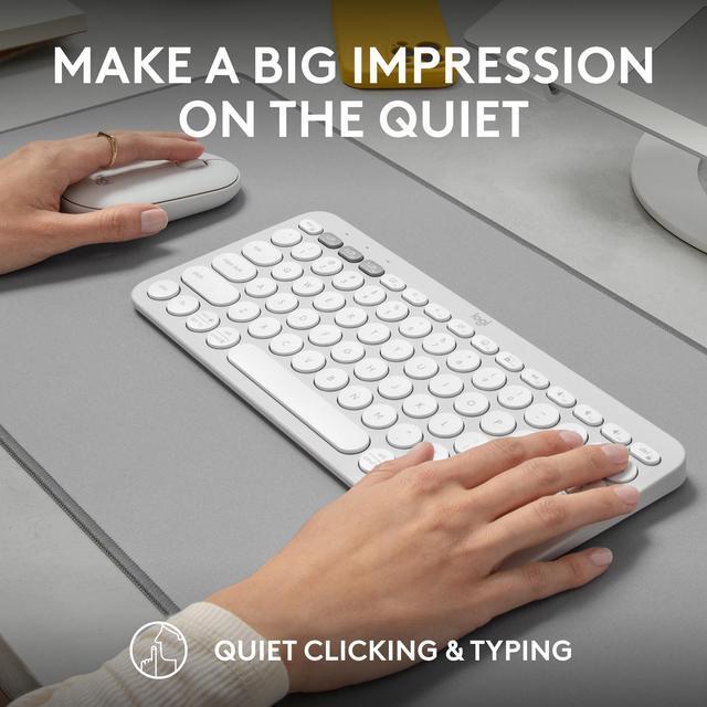 Alt view image 8 of 11 - Logitech Pebble 2 Combo Wireless Quiet Keyboard and Mouse, Customisable, Logi Bolt, Bluetooth, Easy-Switch for Windows, macOS, iPadOS, Chrome - Tonal White