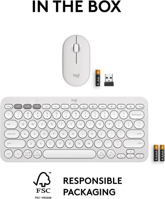 Alt view image 10 of 11 - Logitech Pebble 2 Combo Wireless Quiet Keyboard and Mouse, Customisable, Logi Bolt, Bluetooth, Easy-Switch for Windows, macOS, iPadOS, Chrome - Tonal White