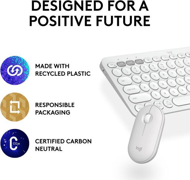 Alt view image 11 of 11 - Logitech Pebble 2 Combo Wireless Quiet Keyboard and Mouse, Customisable, Logi Bolt, Bluetooth, Easy-Switch for Windows, macOS, iPadOS, Chrome - Tonal White