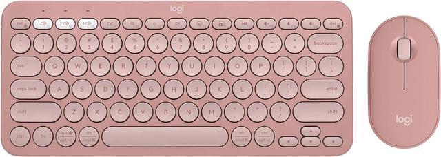 Logitech Pebble - Rose Bluetooth and Wireless 920-012199 USB Keyboard 2 - Mouse Wireless Tonal Combo Type A Keyboard