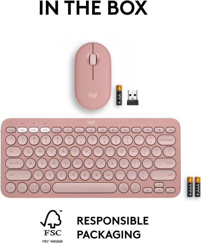 Alt view image 10 of 11 - Logitech Pebble 2 Combo Wireless Quiet Keyboard and Mouse, Customisable, Logi Bolt, Bluetooth, Easy-Switch for Windows, macOS, iPadOS, Chrome - Tonal Rose