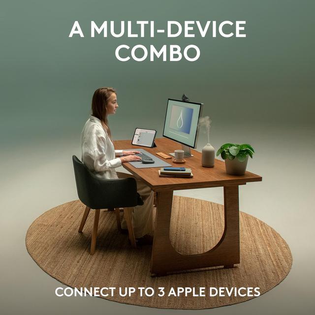 Alt view image 3 of 11 - Logitech Pebble 2 Combo for Mac, Wireless Keyboard and Mouse, Slim, Quiet and Portable, Customizable, Bluetooth Mouse and Keyboard, Easy-Switch, for macOS, iPadOS - Tonal Graphite