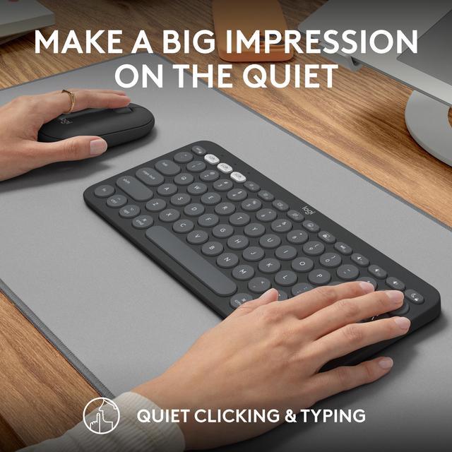 Alt view image 8 of 11 - Logitech Pebble 2 Combo for Mac, Wireless Keyboard and Mouse, Slim, Quiet and Portable, Customizable, Bluetooth Mouse and Keyboard, Easy-Switch, for macOS, iPadOS - Tonal Graphite