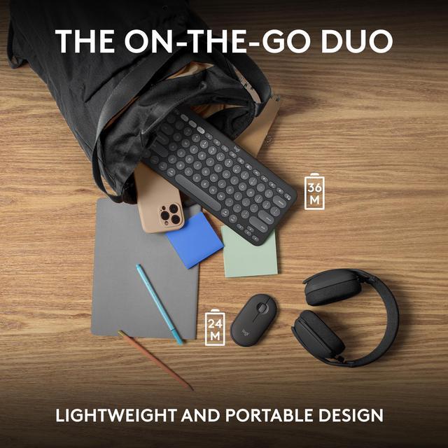 Alt view image 9 of 11 - Logitech Pebble 2 Combo for Mac, Wireless Keyboard and Mouse, Slim, Quiet and Portable, Customizable, Bluetooth Mouse and Keyboard, Easy-Switch, for macOS, iPadOS - Tonal Graphite