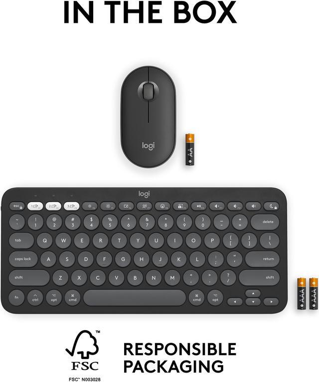 Alt view image 10 of 11 - Logitech Pebble 2 Combo for Mac, Wireless Keyboard and Mouse, Slim, Quiet and Portable, Customizable, Bluetooth Mouse and Keyboard, Easy-Switch, for macOS, iPadOS - Tonal Graphite