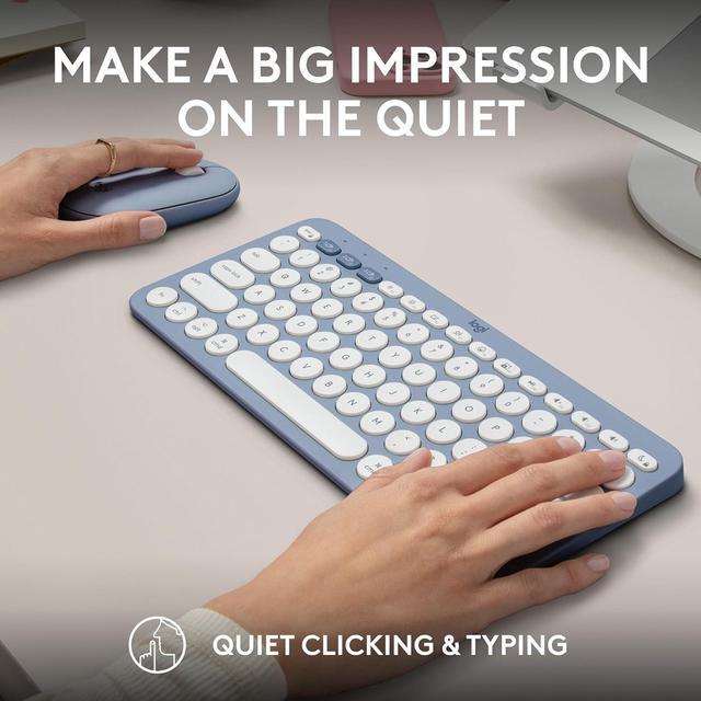 Alt view image 9 of 12 - Logitech Pebble 2 Combo for Mac, Wireless Keyboard and Mouse, Slim, Quiet and Portable, Customizable, Bluetooth Mouse and Keyboard, Easy-Switch, for macOS, iPadOS - Tonal Blue