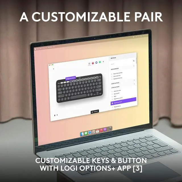 Alt view image 5 of 12 - Logitech Pebble 2 Combo for Mac, Wireless Keyboard and Mouse, Slim, Quiet and Portable, Customizable, Bluetooth Mouse and Keyboard, Easy-Switch, for macOS, iPadOS - Tonal Blue