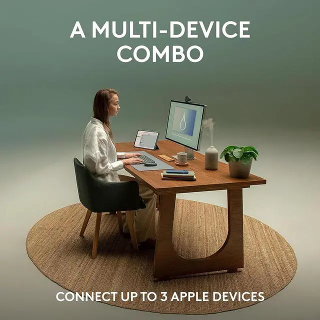 Alt view image 4 of 12 - Logitech Pebble 2 Combo for Mac, Wireless Keyboard and Mouse, Slim, Quiet and Portable, Customizable, Bluetooth Mouse and Keyboard, Easy-Switch, for macOS, iPadOS - Tonal Blue