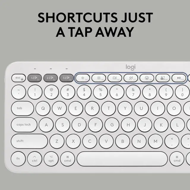 Alt view image 5 of 11 - Logitech Pebble 2 Combo for Mac, Wireless Keyboard and Mouse, Slim, Quiet and Portable, Customizable, Bluetooth Mouse and Keyboard, Easy-Switch, for macOS, iPadOS - Tonal White