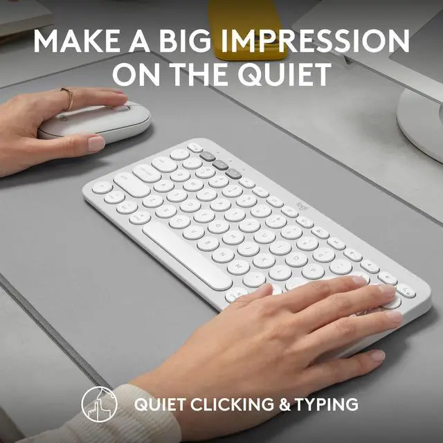 Alt view image 8 of 11 - Logitech Pebble 2 Combo for Mac, Wireless Keyboard and Mouse, Slim, Quiet and Portable, Customizable, Bluetooth Mouse and Keyboard, Easy-Switch, for macOS, iPadOS - Tonal White