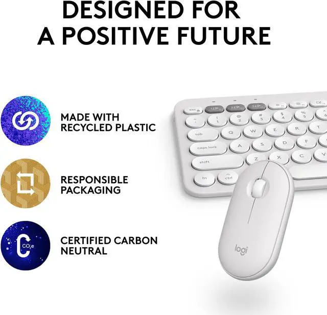 Alt view image 11 of 11 - Logitech Pebble 2 Combo for Mac, Wireless Keyboard and Mouse, Slim, Quiet and Portable, Customizable, Bluetooth Mouse and Keyboard, Easy-Switch, for macOS, iPadOS - Tonal White