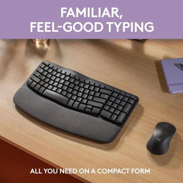 Alt view image 3 of 10 - Logitech Wave Keys MK670 Combo, Wireless Ergonomic Keyboard with Signature M550 L Wireless Mouse, Comfortable Natural Typing, Bluetooth, Logi Bolt, for Multi-OS, Windows/Mac