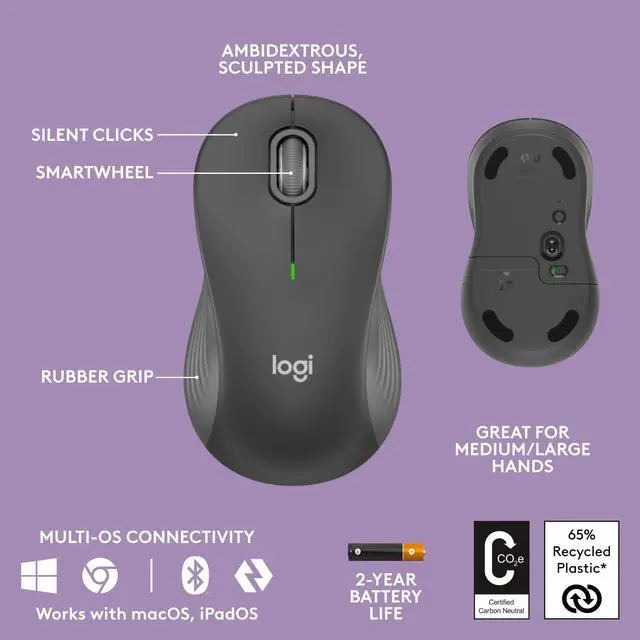 Alt view image 7 of 10 - Logitech Wave Keys MK670 Combo, Wireless Ergonomic Keyboard with Signature M550 L Wireless Mouse, Comfortable Natural Typing, Bluetooth, Logi Bolt, for Multi-OS, Windows/Mac