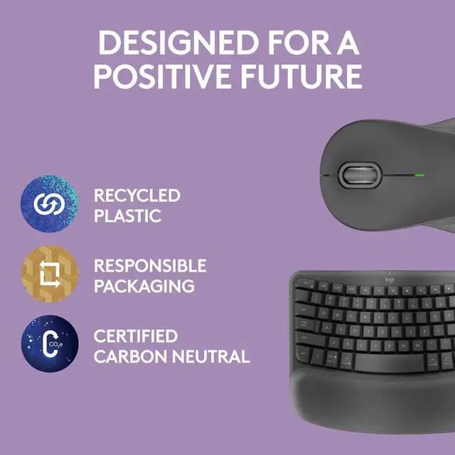 Alt view image 9 of 10 - Logitech Wave Keys MK670 Combo, Wireless Ergonomic Keyboard with Signature M550 L Wireless Mouse, Comfortable Natural Typing, Bluetooth, Logi Bolt, for Multi-OS, Windows/Mac