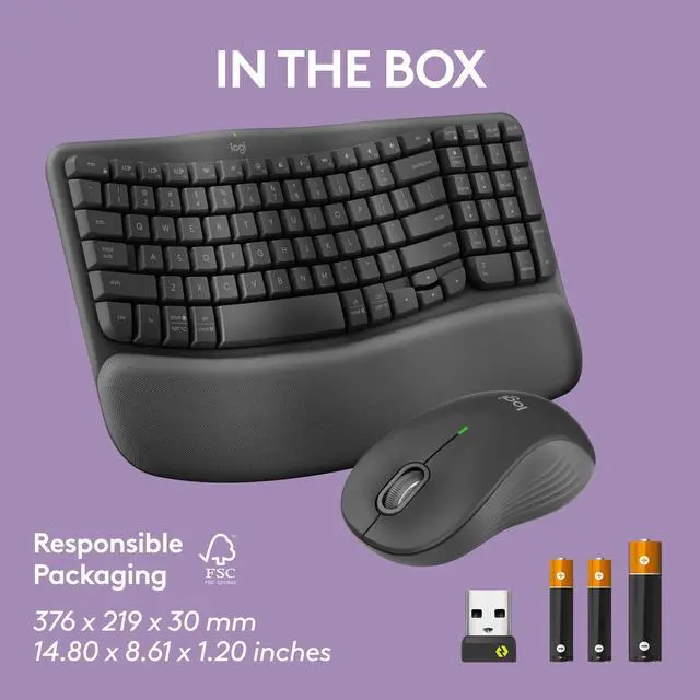 Alt view image 10 of 10 - Logitech Wave Keys MK670 Combo, Wireless Ergonomic Keyboard with Signature M550 L Wireless Mouse, Comfortable Natural Typing, Bluetooth, Logi Bolt, for Multi-OS, Windows/Mac