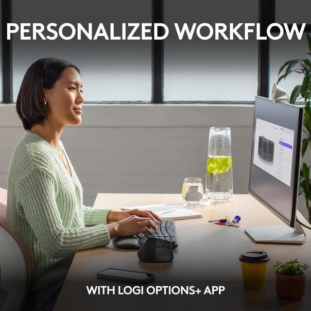 Alt view image 8 of 12 - Logitech Wave Keys Wireless Ergonomic Keyboard with Cushioned Palm Rest, Comfortable Natural Typing, Easy-Switch, Bluetooth, Logi Bolt Receiver, for Multi-OS, Windows/Mac - Graphite