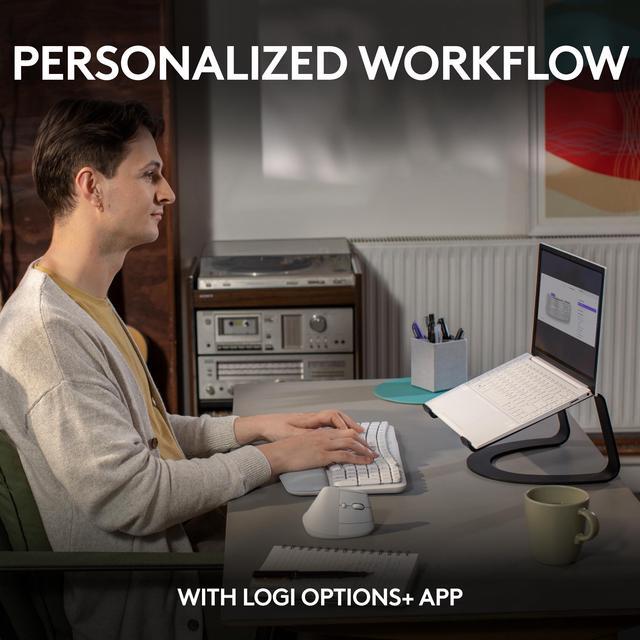 Alt view image 7 of 10 - Logitech Wave Keys Wireless Ergonomic Keyboard with Cushioned Palm Rest, Comfortable Natural Typing, Easy-Switch, Bluetooth, Logi Bolt Receiver, for Multi-OS, Windows/Mac - Off White