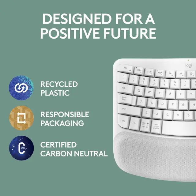 Alt view image 9 of 10 - Logitech Wave Keys Wireless Ergonomic Keyboard with Cushioned Palm Rest, Comfortable Natural Typing, Easy-Switch, Bluetooth, Logi Bolt Receiver, for Multi-OS, Windows/Mac - Off White