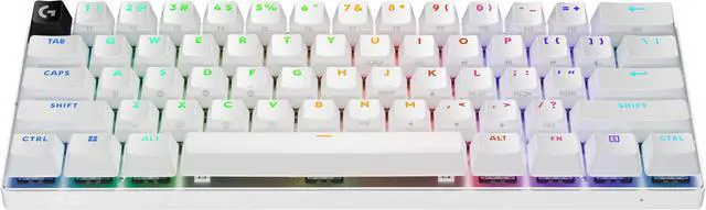 Alt view image 5 of 6 - Logitech G PRO X 60 LIGHTSPEED Wireless Gaming Keyboard, Ultra Compact TKL 60% Mechanical Keyboard for Windows PC, LIGHTSYNC RGB, Dual-Shot PBT Keycaps, GX Optical Tactile Switches, White