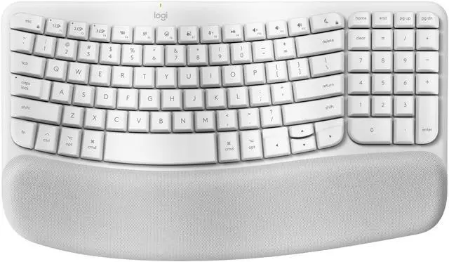 Alt view image 4 of 6 - Logitech Wave Keys for Mac, Wireless Ergonomic Keyboard with Cushioned Palm Rest, Comfortable Natural Typing, Bluetooth Keyboard, Easy-Switch, Optimized for Mac, Apple, iPad - Off White