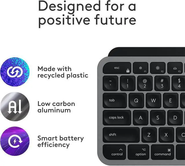 Alt view image 3 of 8 - Logitech MX Keys S for Mac, Wireless Keyboard, Fluid, Precise Laptop-Like Typing, Programmable Keys, Backlit, Bluetooth USB C Rechargeable for MacBook Pro, MacBook Air, iMac, iPad - Space Grey