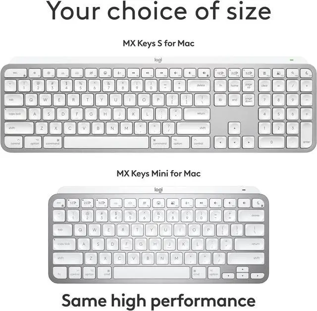 Alt view image 5 of 8 - Logitech MX Keys S for Mac, Wireless Keyboard, Fluid, Precise Laptop-Like Typing, Programmable Keys, Backlit, Bluetooth USB C Rechargeable for MacBook Pro, MacBook Air, iMac, iPad - Pale Grey