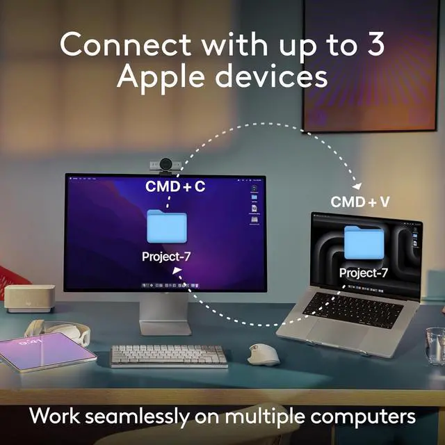 Alt view image 11 of 13 - Logitech MX Keys S Combo for Mac, Wireless Keyboard and Mouse with Palm Rest, Backlit Keyboard, Fast Scroll Wireless Mouse, Bluetooth USB C for MacBook Pro, MacBook Air, iMac, iPad - Space Grey