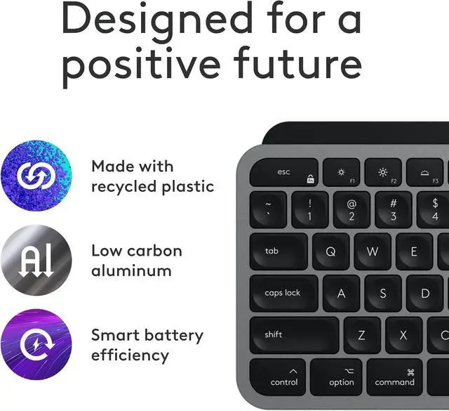 Alt view image 4 of 13 - Logitech MX Keys S Combo for Mac, Wireless Keyboard and Mouse with Palm Rest, Backlit Keyboard, Fast Scroll Wireless Mouse, Bluetooth USB C for MacBook Pro, MacBook Air, iMac, iPad - Space Grey