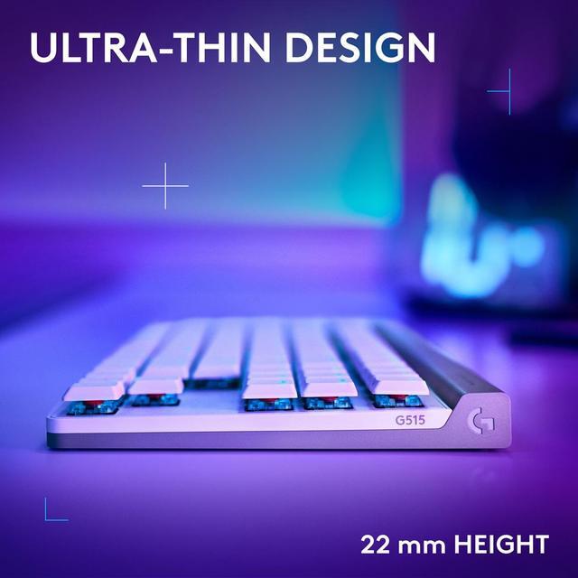 Alt view image 3 of 7 - Logitech G515 LIGHTSPEED TKL Low Profile Wireless Gaming Keyboard - GL Brown Tactile Switches, LIGHTSYNC RGB, Thin Tenkeyless Design, PBT Keycaps - White