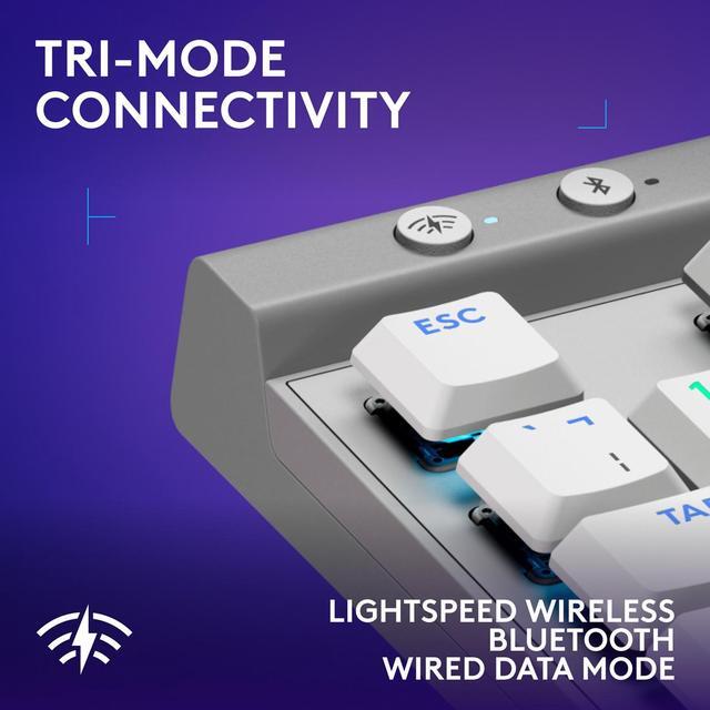 Alt view image 4 of 7 - Logitech G515 LIGHTSPEED TKL Low Profile Wireless Gaming Keyboard - GL Brown Tactile Switches, LIGHTSYNC RGB, Thin Tenkeyless Design, PBT Keycaps - White