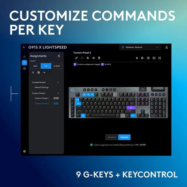 Alt view image 4 of 9 - Logitech G915 X LIGHTSPEED Low Profile Wireless Mechanical Gaming Keyboard - GL Brown Tactile Switches, RGB Backlighting - Black