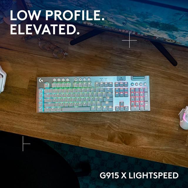 Alt view image 2 of 9 - Logitech G915 X LIGHTSPEED Low profile Wireless Mechanical Gaming Keyboard - GL Brown Tactile Switches, RGB Backlighting - White