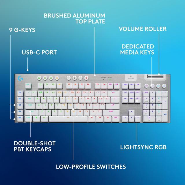 Alt view image 5 of 9 - Logitech G915 X LIGHTSPEED Low profile Wireless Mechanical Gaming Keyboard - GL Brown Tactile Switches, RGB Backlighting - White