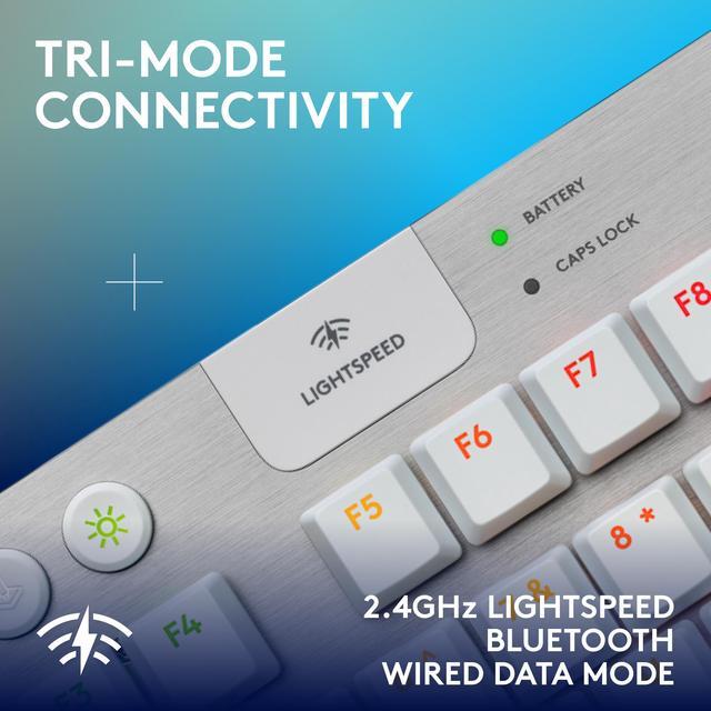 Alt view image 5 of 9 - Logitech G915 X LIGHTSPEED TKL Wireless Mechanical Gaming Keyboard - GL Brown Tactile Switches, RGB Backlighting - White