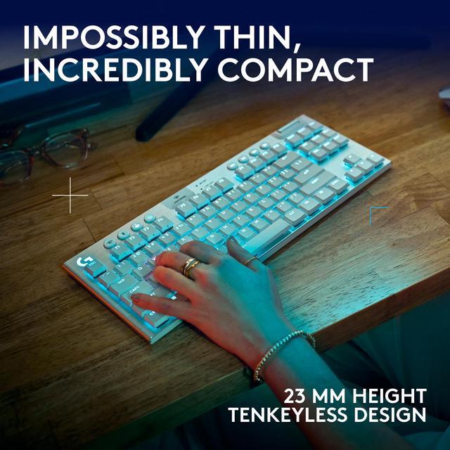 Alt view image 8 of 9 - Logitech G915 X LIGHTSPEED TKL Wireless Mechanical Gaming Keyboard - GL Brown Tactile Switches, RGB Backlighting - White