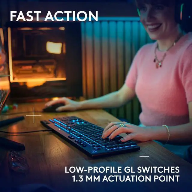Alt view image 3 of 8 - Logitech G915 X LIGHTSPEED Full-size Corded Mechanical Gaming Keyboard - GL Brown Tactile Switches, RGB Backlighting - Black