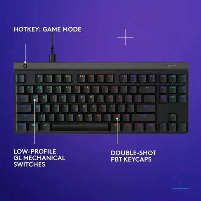 Alt view image 7 of 8 - Logitech G515 Compact Low Profile TKL Wired Gaming Keyboard - GL Tactile Switches - Black