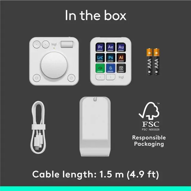 Alt view image 3 of 6 - Logitech MX Creative Console Keypad & Dial Pale Gray Bluetooth Wireless Keyboard 920-012661