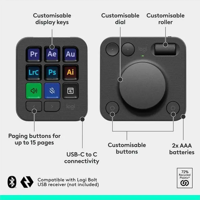 Alt view image 3 of 7 - Logitech MX Creative Console Keypad & Dial Keyboard   920-012660