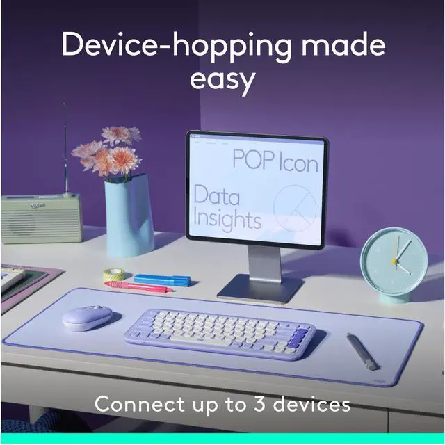 Alt view image 4 of 10 - Logitech POP ICON COMBO, Bluetooth keyboard and mouse combo, comfortable typing, programmable keys and buttons, quiet clicks, Easy-Switch up to 3 devices