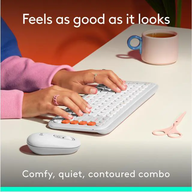 Alt view image 8 of 10 - Logitech POP ICON COMBO, Bluetooth keyboard and mouse combo, comfortable typing, programmable keys and buttons, quiet clicks, Easy-Switch up to 3 devices