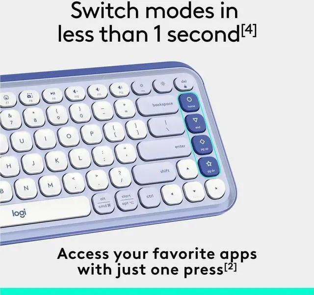 Alt view image 7 of 7 - Logitech POP ICON KEYS Wireless Bluetooth Keyboard, Comfortable Typing, Programmable Keys, Easy-Switch Between up to 3 Devices, for Laptop, Tablet, PC - Lilac-Off-White
